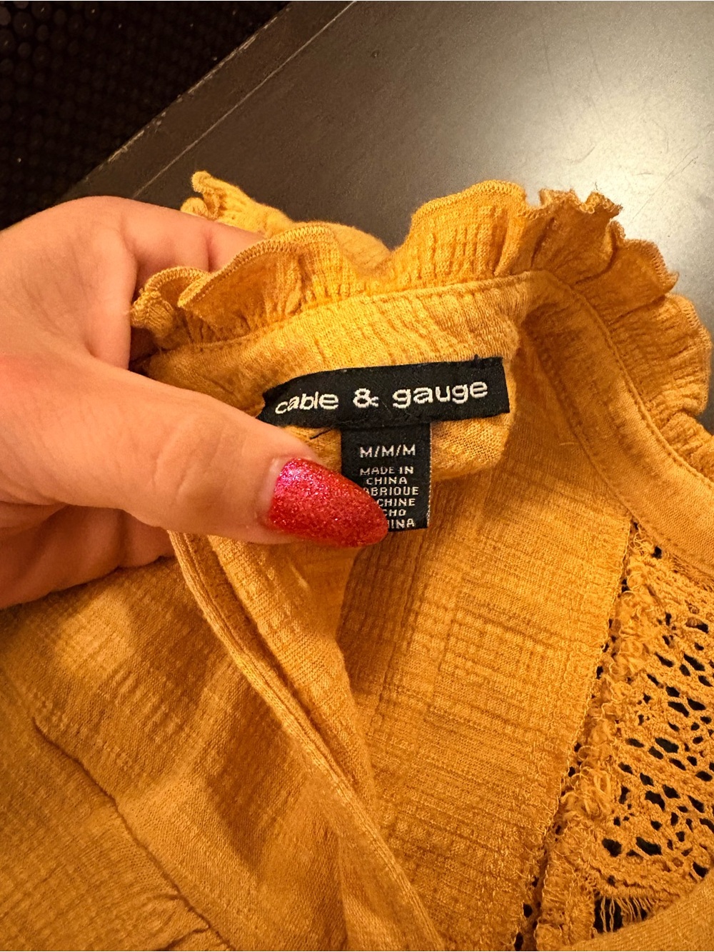 Cable & Gauge Golden Yellow Textured Blouse